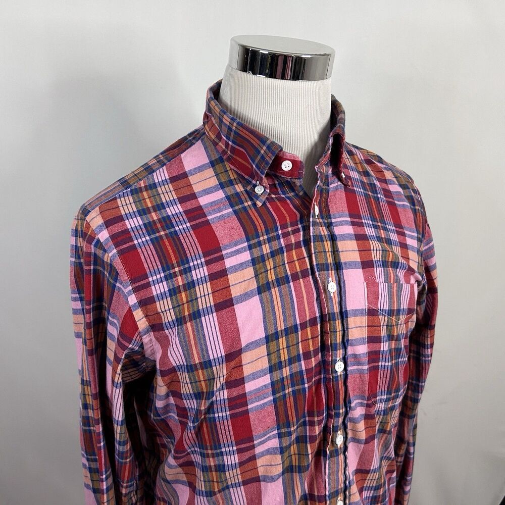 Spier & Mackay 16.5 Slim Fit Madras Check Shirt Red Pink Blue Plaid Cotton